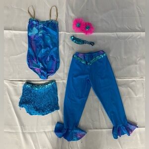 Creations by Cicci Blue Holo Dot 2 in 1 Dance Costume Tap Jazz